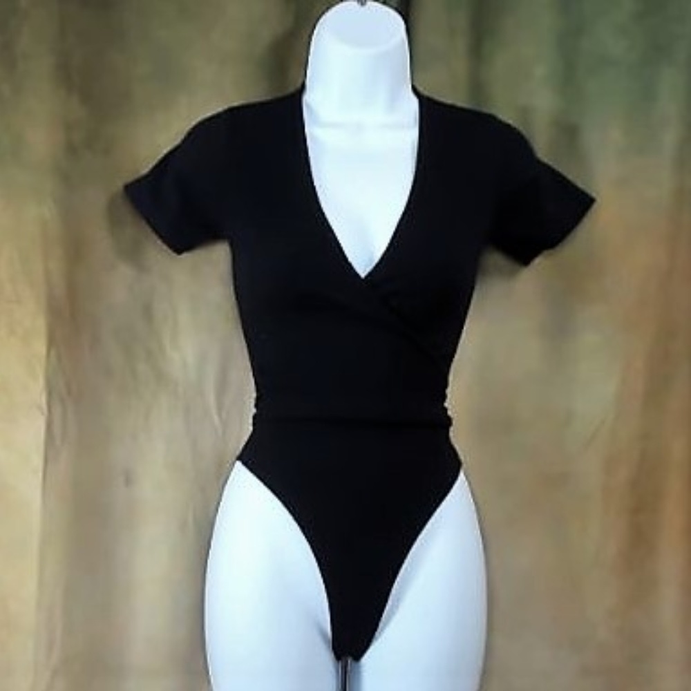 Brandy Melville Black Ribbed Bodysuit